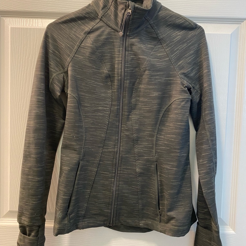 Athleta XS olive green with tan accent zip up